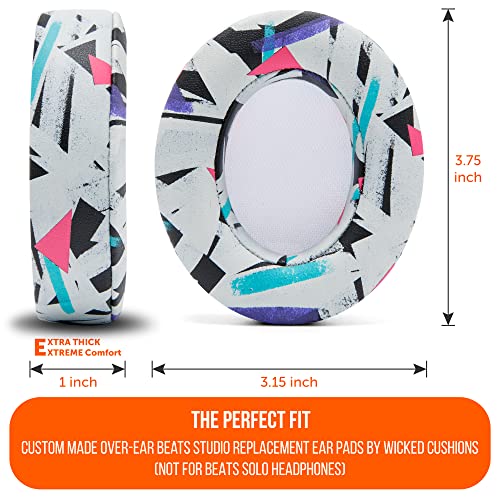 Image of WC Wicked Cushions Replacement Ear Pads for Beats Studio 2 & 3 (B0501, B0500) Wired & Wireless | Does NOT Fit Beats Solo | Softer PU Leather, Enhanced Foam & Stronger Adhesive | 90's White