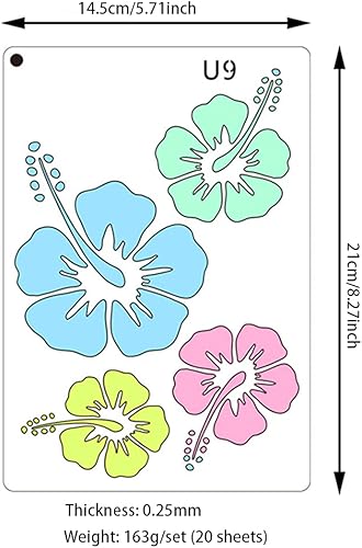 Miniatura 7 de Rolin Roly 20 plantillas de flores, plantillas de pintura de pájaros, ramas de árbol de pájaros, plantillas de dibujo de hojas de flores, plantillas