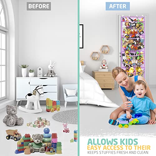 Honeyera Plush Storage (Patent Pending) - Plush Hammock Net Over Door Organizer For Stuffies, Baby Accessories, Toy/Hammock Hanging Storage Big Girls Toddler Large Bag Animals (Purple) #TOP5