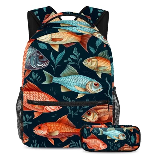 Sac à dos poisson coloré grand volume pour éviter le mal de dos