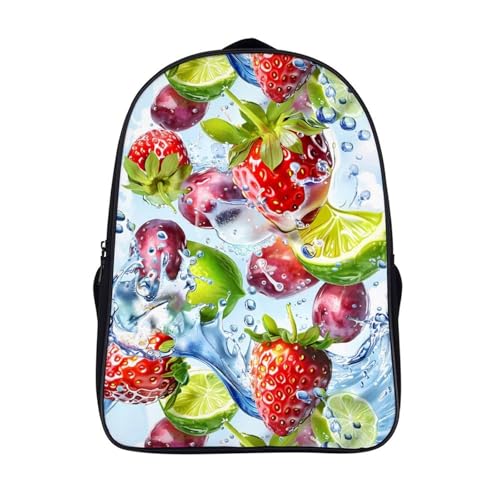 3D Fruits in Water Funny 16 Inch Backpack for Men Women Casual Daypack with 2 Compartment for Travel Work