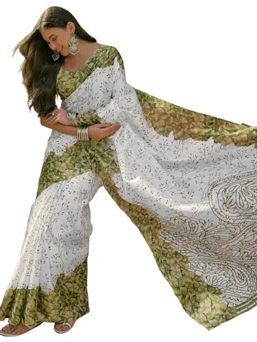 Image of SIRIL Women's Cotton Printed Saree With Unstitched Blouse Piece
