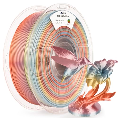 Image of AMOLEN Silk PLA 3D Printer Filament, Shiny Multicolor Rainbow PLA Filament 1.75mm, Gradient Color Change PLA 3D Printing Filament for Most FDM 3D Printer, Orange Yellow Blue Pink, 1kg (2.2lbs)