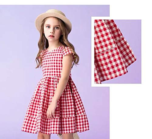 Image of HILEELANG Toddler Little Girl Summer Dress Sleeveless Cotton Casual Flower Shirt Playwear Jumper Skirt Sundress