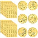 Gersoniel 540 Pcs Gold Wax Seals Stickers Embossed Envelope Gold Foil Self Adhesive Wax Stickers for Graduation Wedding Greeting Cards Invitations Party Certification,6 Patterns(Star, Moon)