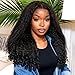 BLY Kinky Straight Wig with Burmese Curly Ends Human Hair Glueless Wear and Go Drawstring Wig 9x6 Transparent Lace Front Pre Plucked Beginner Friendly Natural Black 20 Inch