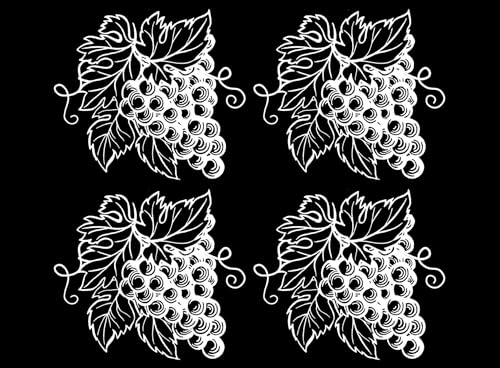Grape Clusters 4 pcs White Fused Glass Decals