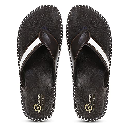 Image of Emosis Men's Faux Leather Slipper - Flat Chappal cum Thong Sandal - For Daily Use Outdoor Indoor Formal Office Home Ethnic Casual Wear E0527