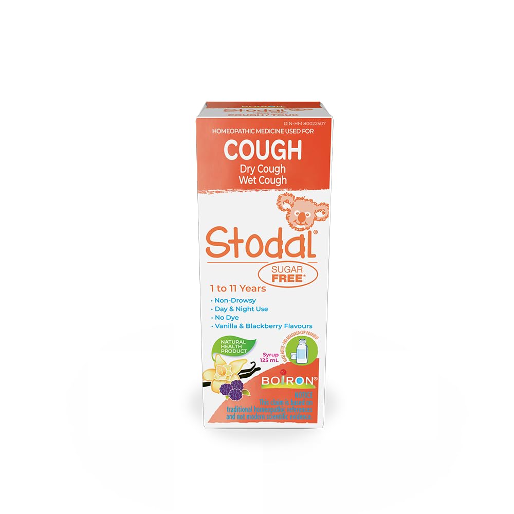 Boiron Stodal Children's Sugar-Free, 125ml, Vanilla & Blackberry Flavours, Homeopathic Medicine for Dry & Wet Cough