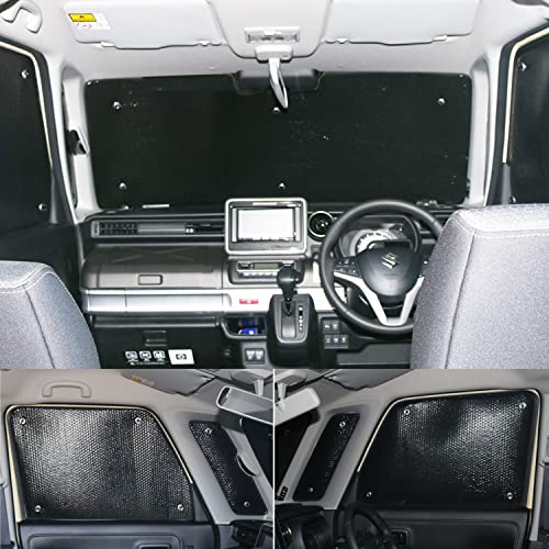 車用フロント フロントサイドサンシェード スズキ用 スペーシア MK53S 専用 日よけ 車中泊 アウトドア プライバシー カーシェード