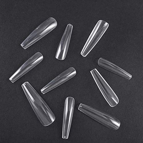 Sethexy XL Extra Long Coffin False Nails Glossy Ballerina Press on Nails 500Pcs Acrylic Fake Nails Party Nail Tips for Women and Girls (Clear)