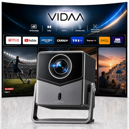 TOPTRO Vidéoprojecteur 4K【VIDAA OS N°1: Ultra-Rapide| 1400 ANSI |Dolby 36W】 Projecteur Video Home Cinéma Courte focale 1,0:1, Auto...
