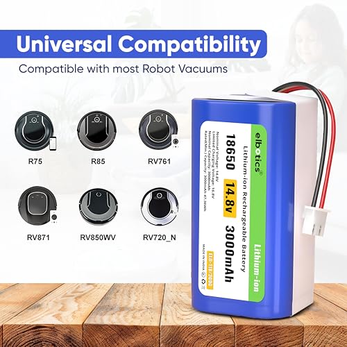 Image of 14.8V 3000mAh Li-ion Replacement Battery for Shark Ion Robot - Compatible with RV850, RV850BRN, RV851WV, RV871, RV871C, RV720N, RV761, RV1000S, UR1000SR - 2 Prong Connector