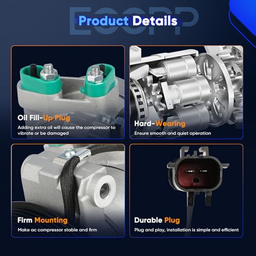 Image of ECCPP AC Compressor with Clutch Fit for Dodge Nitro 3.7L 4.0L 2007-2011 | Fast Cooling Air Conditioning Compressor
