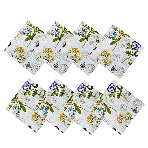 Newbridge Vibrant Floral and Butterfly Fabric Napkins, Set of 8 Napkins, Wrinkle and Stain Resistant Napkins for Patio, Kitchen and Dining Room