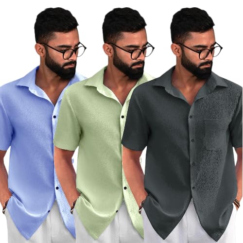 Image of Pinkmint Popcorn Regular Fit Half Sleeve Shirt for Men Combo Casual Shirt ll Sumeer Wear