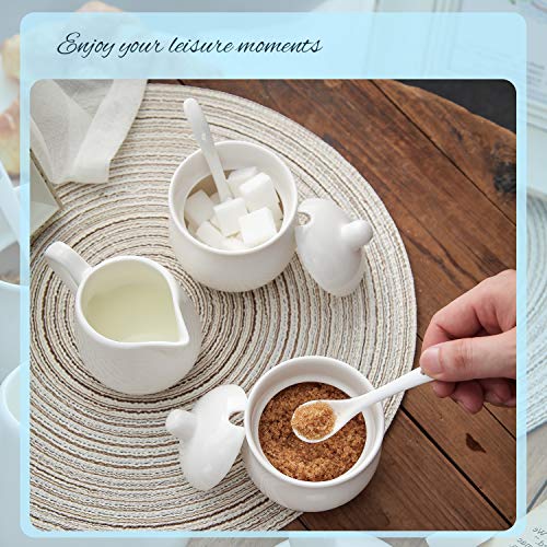 image for OMAYKEY 8 OZ Porcelain Sugar and Creamer Set Serving for Coffee Tea, W