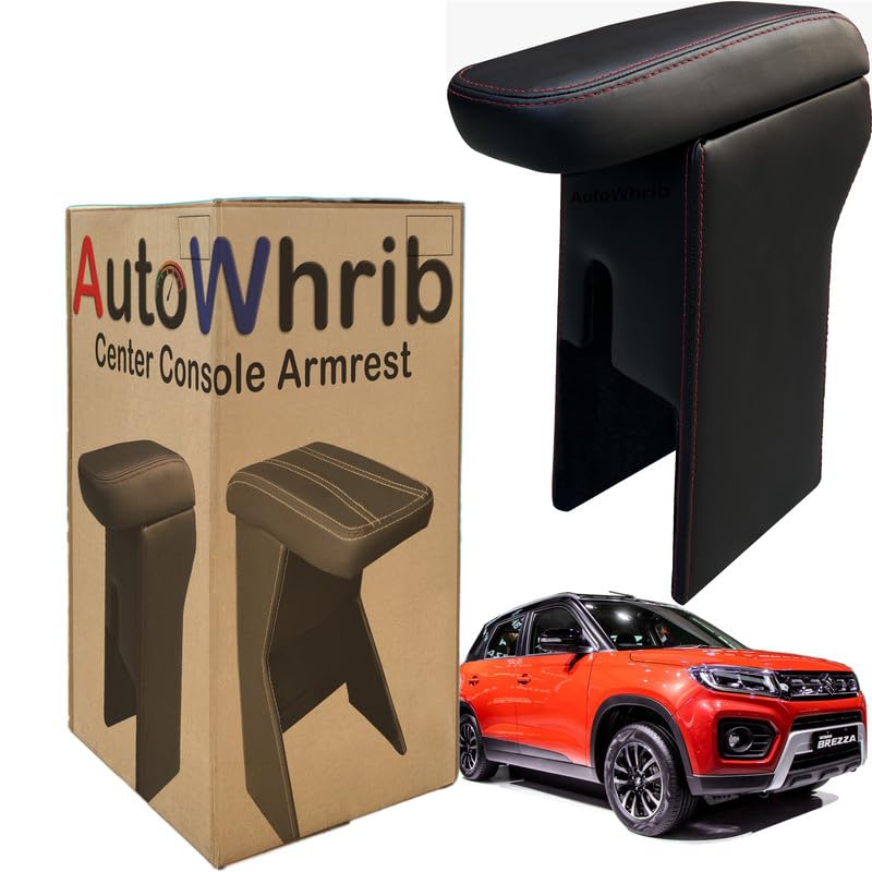 Image of Car Arm Rest For Vitara Brezza 2020 Armrest with Storage Box & Soft Cushion Pad, Luxury Arm Rest, Black Colour