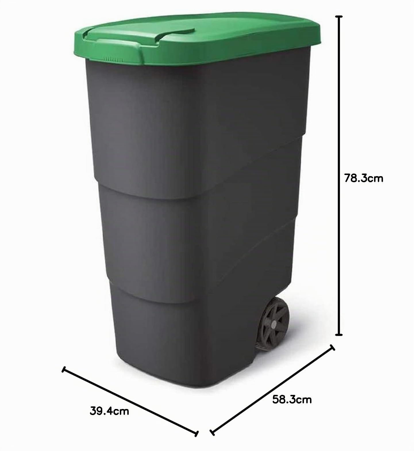 Prosperplast Wheeler - Cubo de basura universal (90 L, con ruedas y tapa), color verde