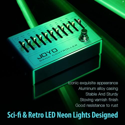 Image of JOYO 10-Band Graphic EQ Guitar & Bass Pedal, 31.25Hz-16kHz with Independent Volume & LED Sliders, True Bypass (Band Controller R-12)