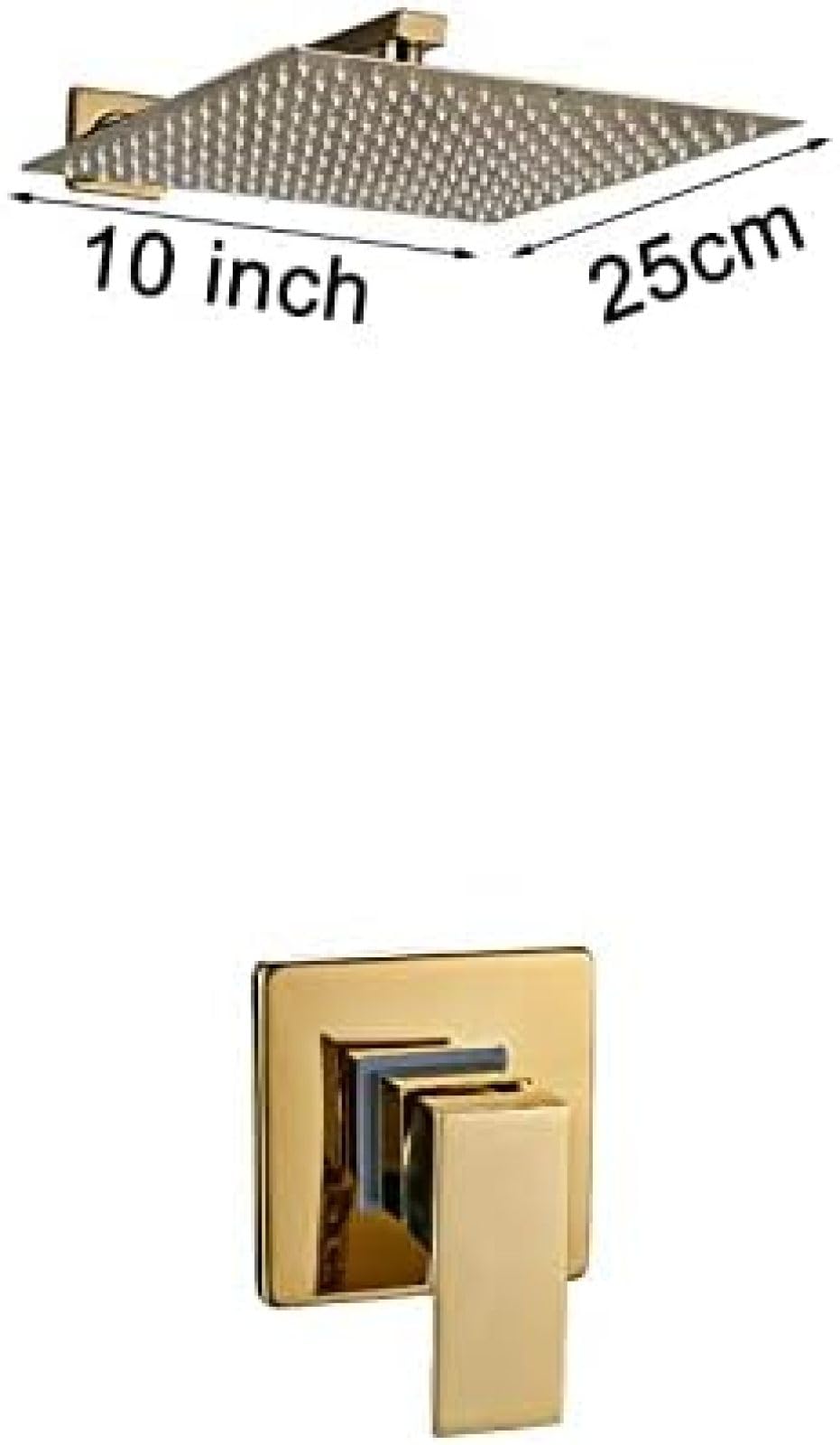 WXPGFEQ Golden Shower Set Square Rainfall Shower Faucet Wall Mount Bathroom Faucet Concealed Shower Mixer Set Bathtub tap,8 inch 3-Ways Valve,10 inch 1-Way Valve,