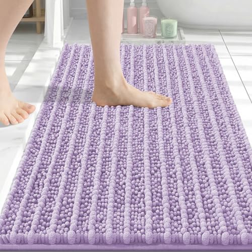 Image of Arotive Luxury Bathroom Rugs 30x20, Extra Soft Thick Absorbent Shaggy Chenille Bath Rugs, Machine Wash Dry, Bath Mats for Bathroom Floor, Tub and Shower, Home Decor Accessories, Light Purple