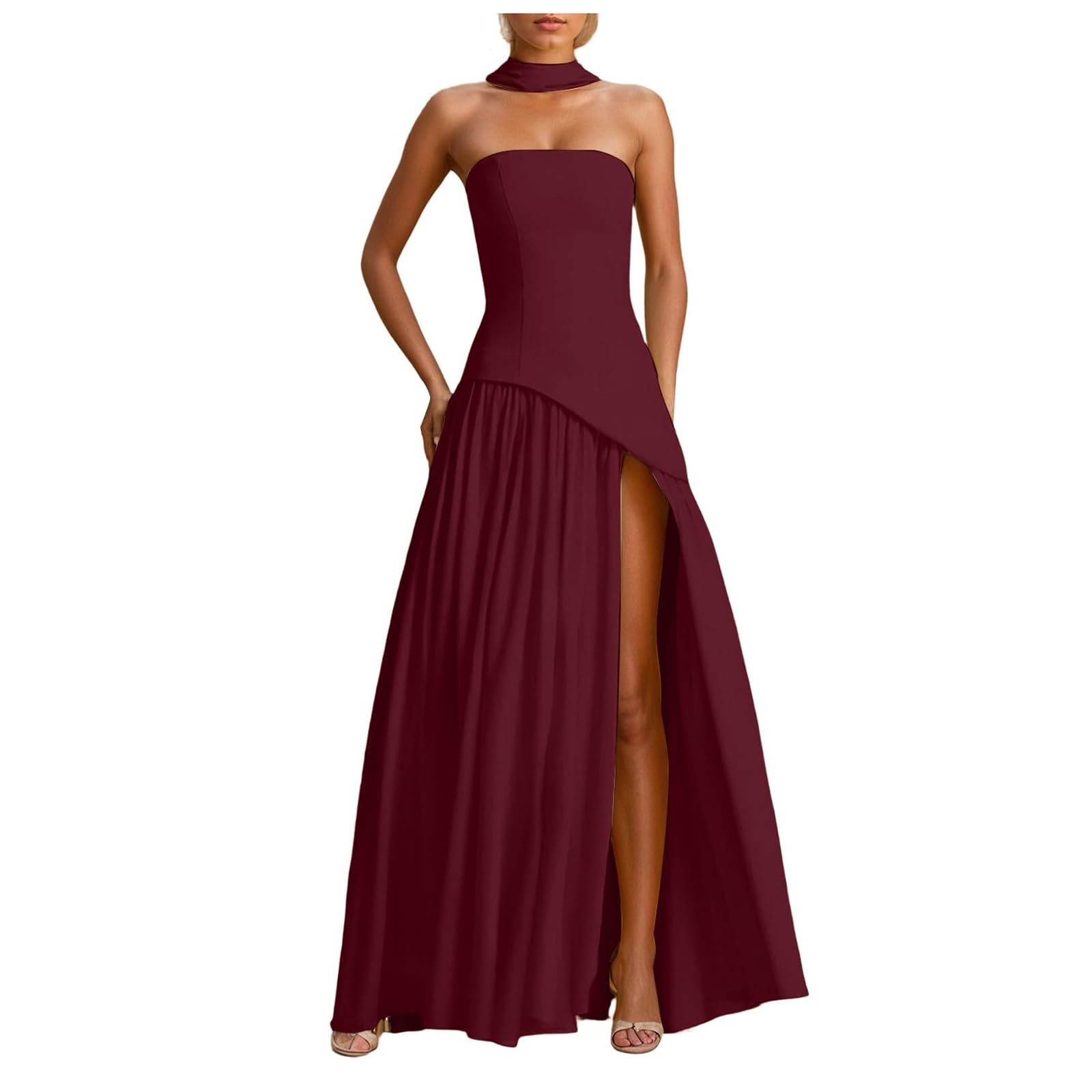 Vestido de Noche para Mujer línea A Hombros Descubiertos Moda Slim Fit Vestido de Dama Honor Sin Mangas Elegante Vestidos Verano Mujer Largo Fiesta Bodycon Formal Vestidos Invitado Boda Graduación