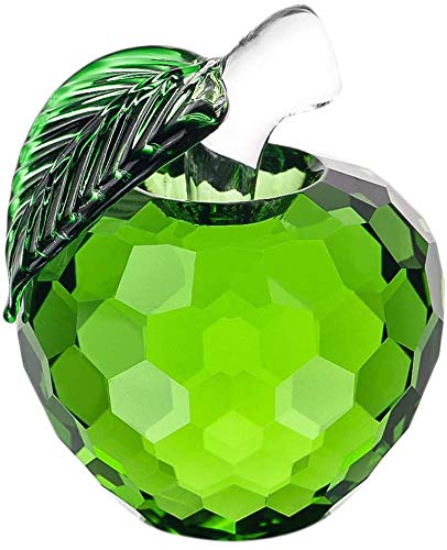TaotenishCrystal Apple Paperweight Art Glass Fruit with Leaf Collectible Figurines Gifts for Home Christmas Decor Ornament - Green