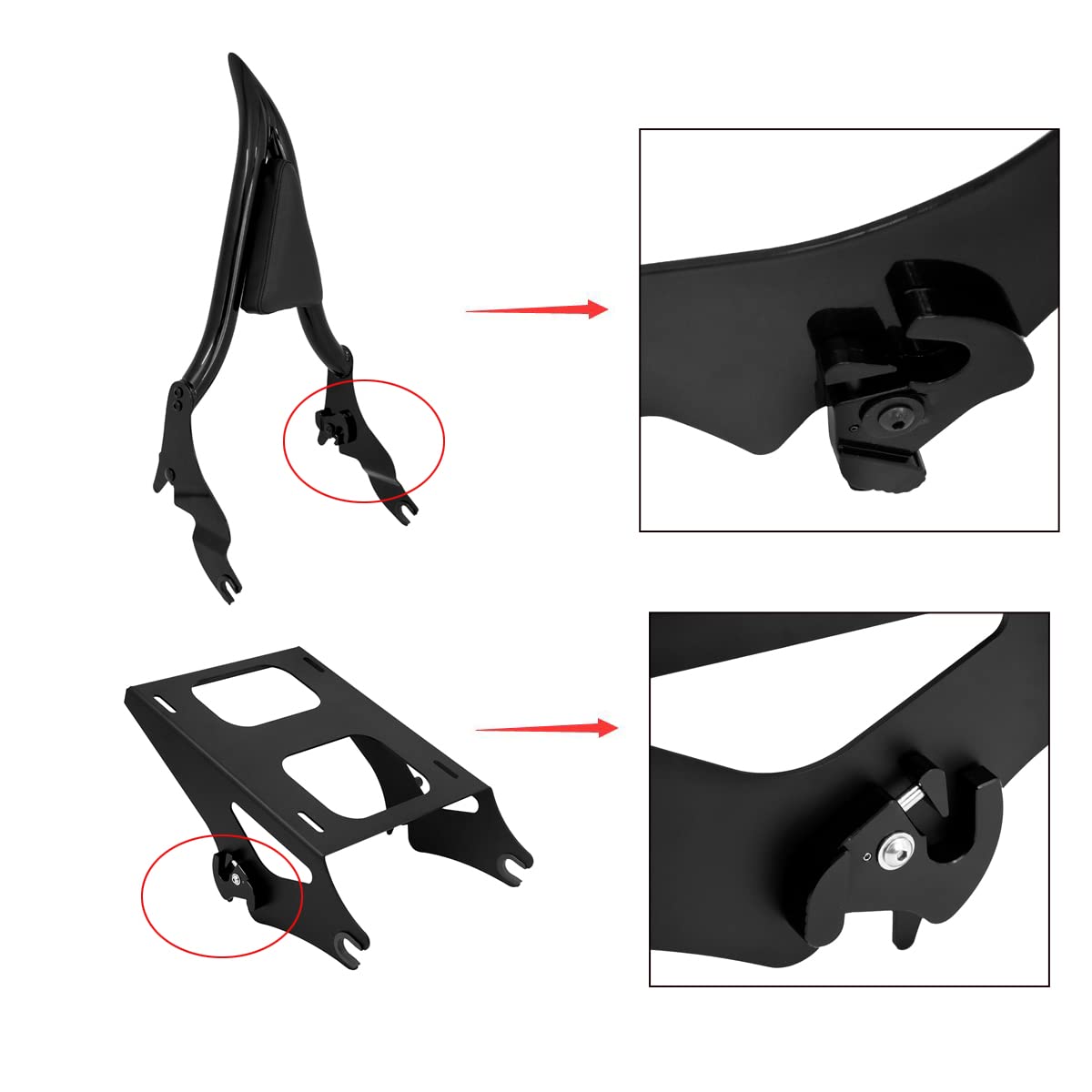 Fermi Clip In Alluminio CNC Per Portapacchi Moto | Aggancio Sissy Bar Touring | Coppia Sinistra/Destra - Foto 8
