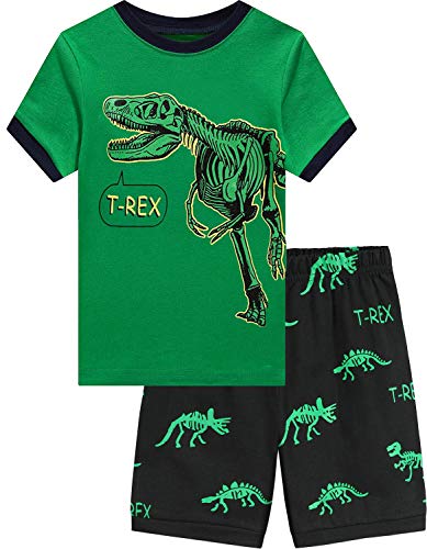 Image of Toddler Boys Pajamas Short Sets Fire Truck Cotton 2 Piece Pjs Excavator Sleepwear Summer Clothes Kids Jammies Set Size 1-7T