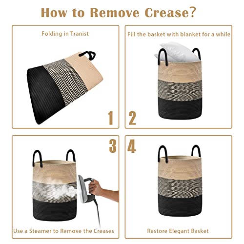 Astarama Laundry Baskets, Laundry Hamper, Large Woven Cotton Rope Storage Basket With Handles, Dirty Clothes Hamper Decorative Basket Organizer For Living Room, Nursery, Bedroom #TOP6