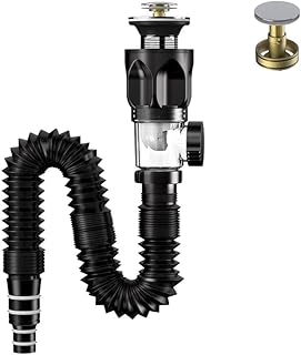 Pop-Up Basin Waste Drainer Kit, XUEYUXUAN Universal Washbasin Drainer, with Flexible Drain Down Hose and Pop-Up Filter Sink Plug, Odour and Insect Resistant Washbasin Drainer Kit