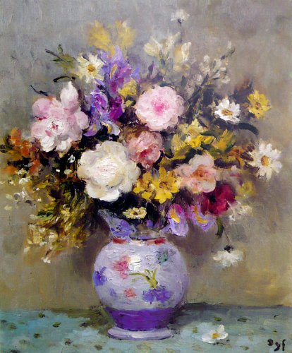 マルセル・ダイフ【芍薬とアイリスのある青い花瓶】　ジークレー版画 Amazon.co.jp: Marcel Dyf◇【青い花瓶の芍薬とアイリス】◇輸入アート