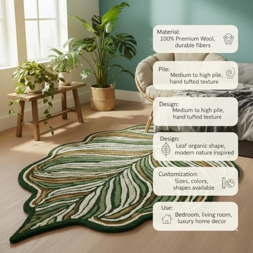 Image of Hand Made Tufted Carpet Premium Wool Abstract Irregular Design Non Slip Area Rug for Living Room Weight- |9 Pound|Size-3x5 Feet (36x60 Inch)