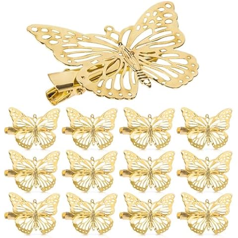 OBTANIM Butterfly Hair Clips, 12 Pcs Cute Metal Butterfly Hair Claw Pins Barrettes Accessories for Girls and Women (Gold) Cover