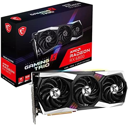 msi Gaming Radeon RX 6800 16GB GDRR6 256-Bit HDMI/DP 2105 MHz RDNA 2 Architecture OC Graphics Card (RX 6800 Gaming X Trio 16G)