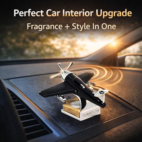 Image of YOURKARTS Solar Powered Car Perfume Air Freshener with Rotating Airplane Propeller | Dashboard Long-Lasting Aromatherapy Diffuser | Long Lasting Fragrance | Car Interior Accessory
