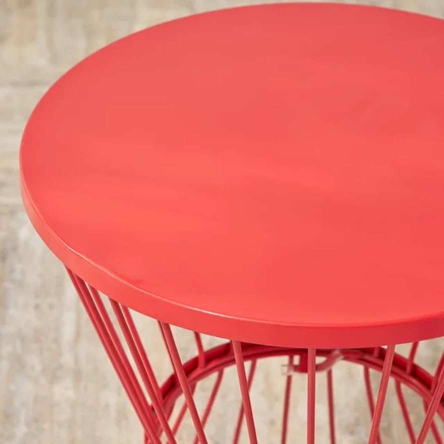 Image of Furniture for The Living Room and Office: Coffee Table, Center Table, Storage Basket, Wire Basket with Metal Top, Bedside Table, Side Table Red