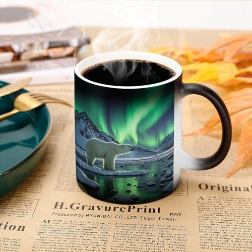 Taza de cerámica sensible al calor 11 oz color cambiante miniatura 3
