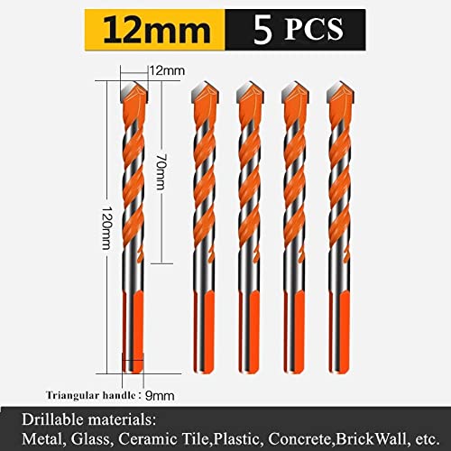 Narzędzia Metalowe wiertło do betonu Wkrętak ścienny Trójkąt Zestaw węglików spiekanych Wielofunkcyjne elementy budowlane (Kolor: 10 szt. 6 mm) (5 szt. 12 mm)