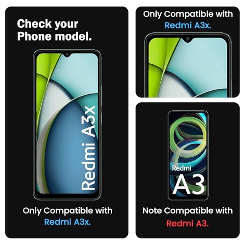 Image of ArmourPro Military Grade Gorilla Tempered Glass Compatible For Redmi A3x, A3, 12C and Poco C55 (6.79 Inch) With Easy Installation Kit for Smartphone| Edge To Edge Coverage | Black, Pack of 2