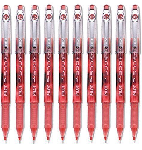 Pilot Precise P-500 Gel Rolling Ball Pen, Extra Fine 10 Pens (Red)