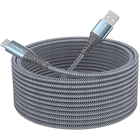 ANMIEL Extra langes USB C Kabel 5M PS5 Controller Ladekabel, USB A auf Typ C Premium Nylon geflochtenes Ladekabel Cover
