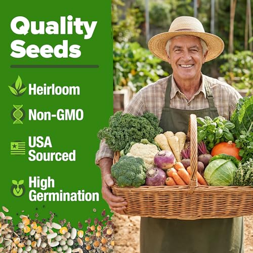 Image of HOME GROWN 70 Variety Vegetable & Herb Seeds 30,600+ USA Non-GMO Heirloom Survival Seeds Garden Kit for Spring, Fall, Winter Indoor & Outdoor Planting Starter Set for Home Gardeners & Preppers