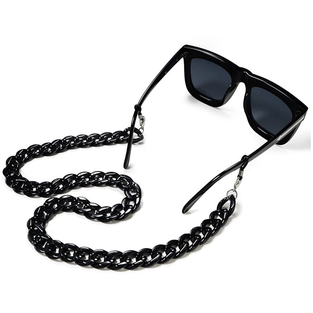 Cordon de lunettes en acrylique multicolore noir au design simple et polyvalent pour tous