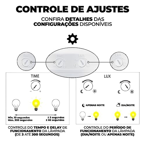 Sensor De Presença Iluminação Com Fotocélula Para Lâmpada Soquete E27