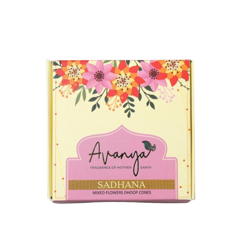 Sadhana Mixed Sacred Temple Flowers Jumbo Dhoop Cones & Dhoop Batti | Pack of 30 Dhoop Cones | Pure, Neutral and Chemical Free, Pack of 1