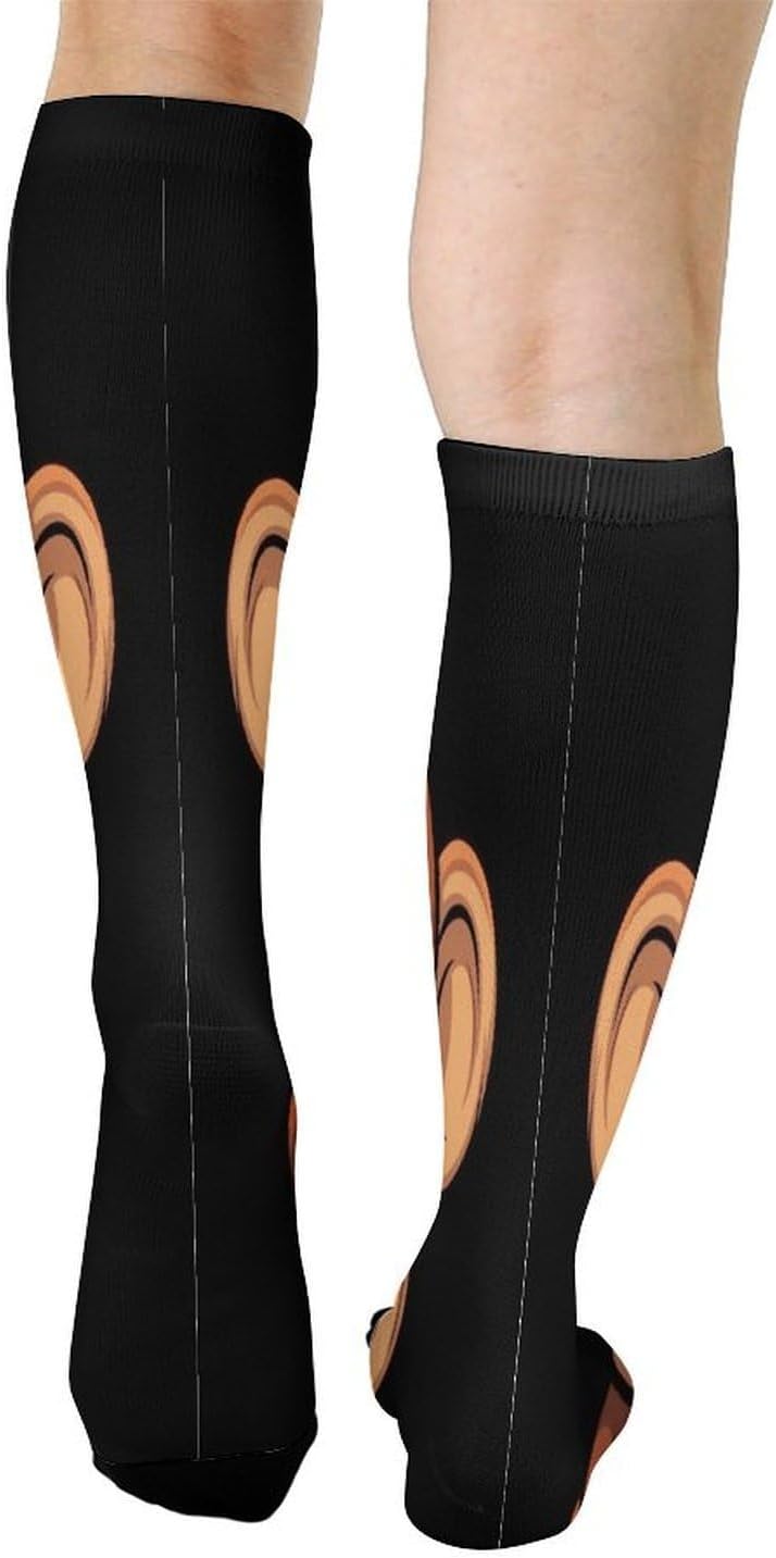 Cartoon Monkey Mid-Calf Socks Women Warm Knee High Socks Cozy Hiking Skiing Soft Boot Mid Calf Stocking Unisex