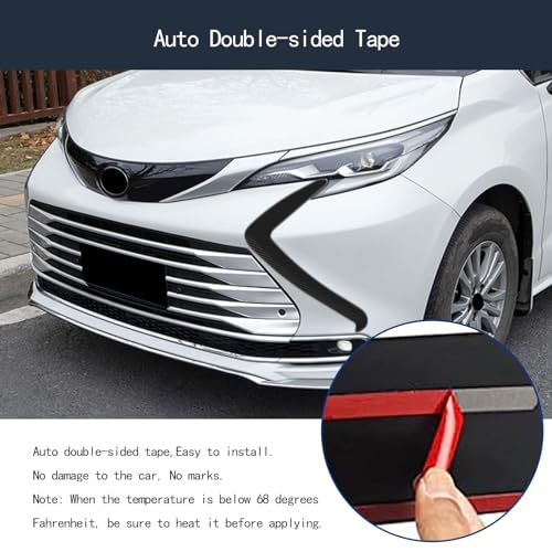 Image of Car Front Fascia Trim Compatible With Toyota Sienna 2021 2022 2023 2024 Front Grille Trim Headlight blade trim Exterior Car Accessories ABS 2PCS(Carbon Fiber Style)