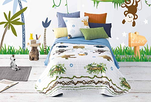 Ciberdescans Colcha Boutí Ideal para Primavera/Verano Jungla de Manterol Cama 90